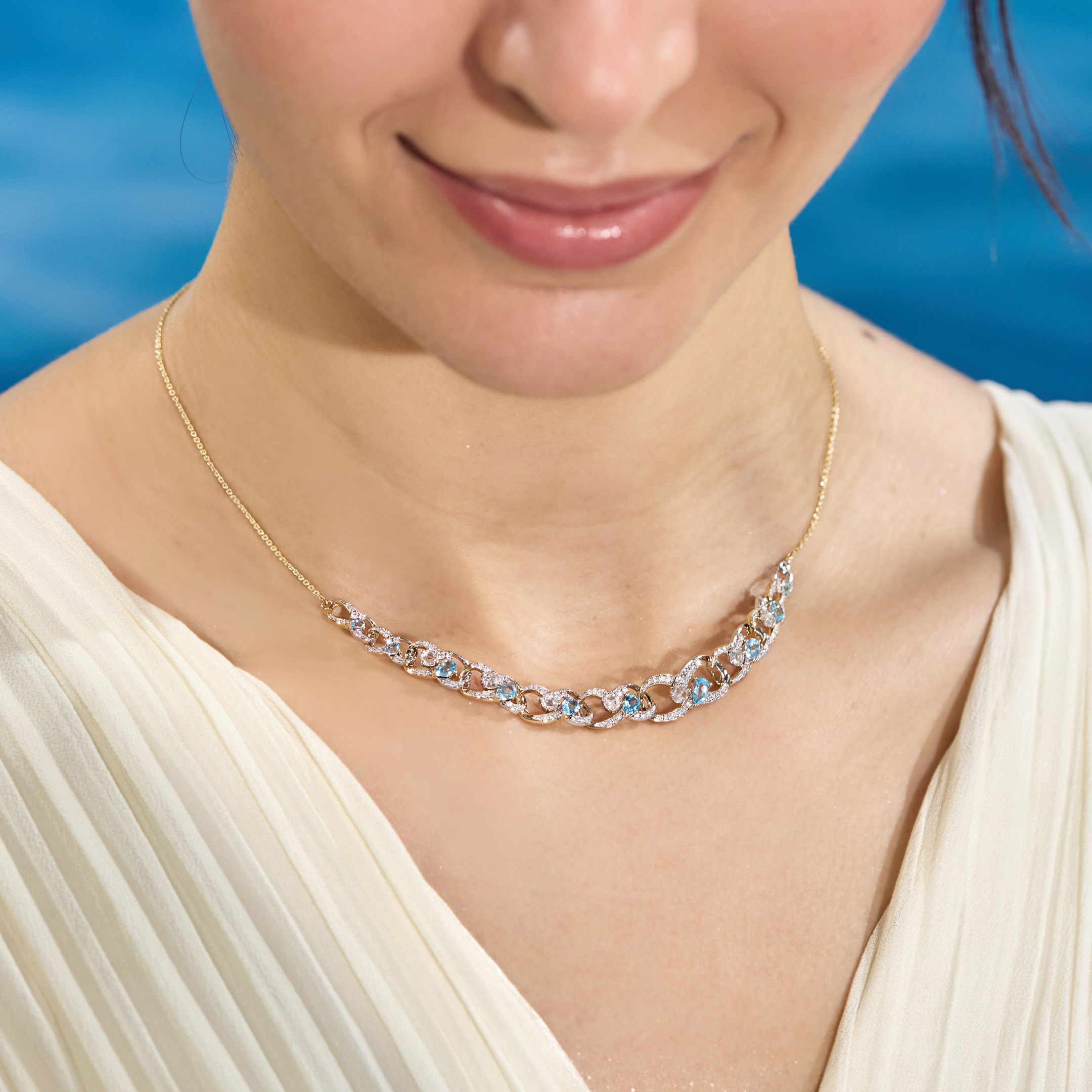 Aqualine Spark Gemstone Necklace