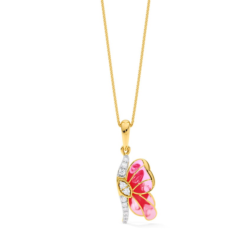 Marbling Pink Butterfly Diamond Pendant
