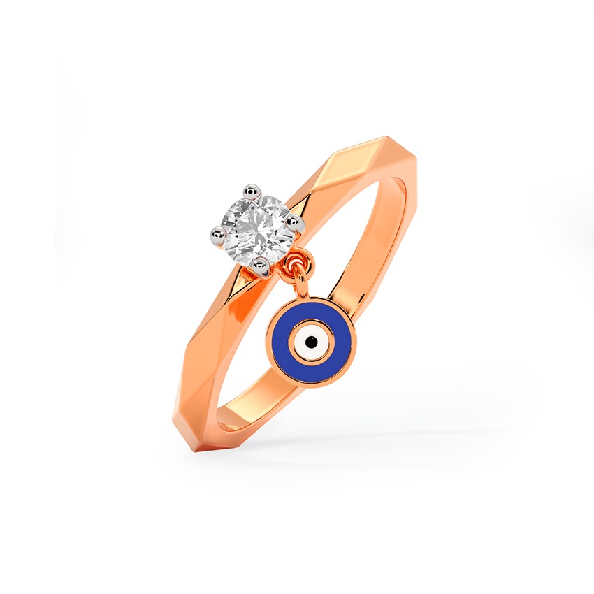 Evil Eye Charm Diamond Ring