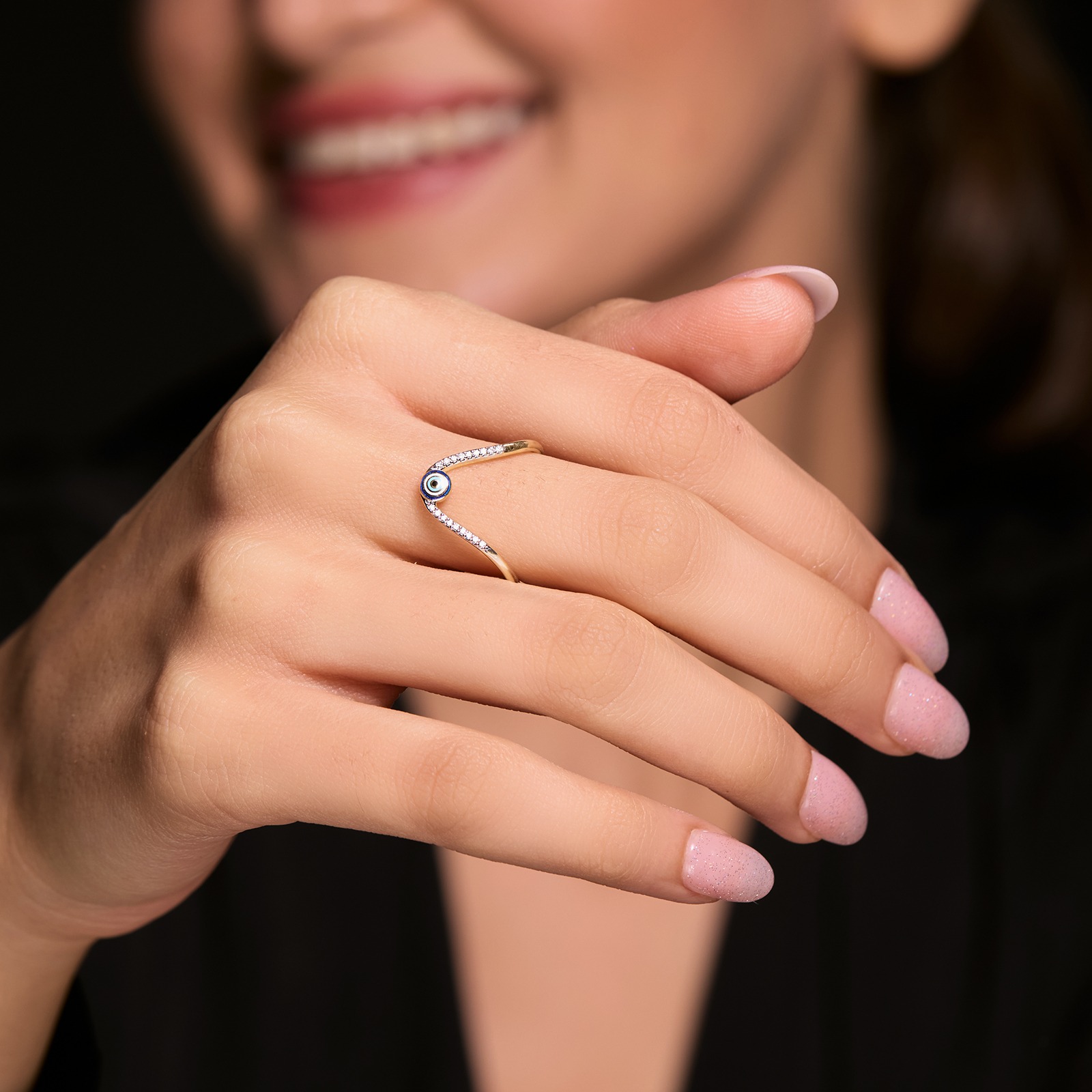 Smart Evil Eye Diamond Vanki Ring