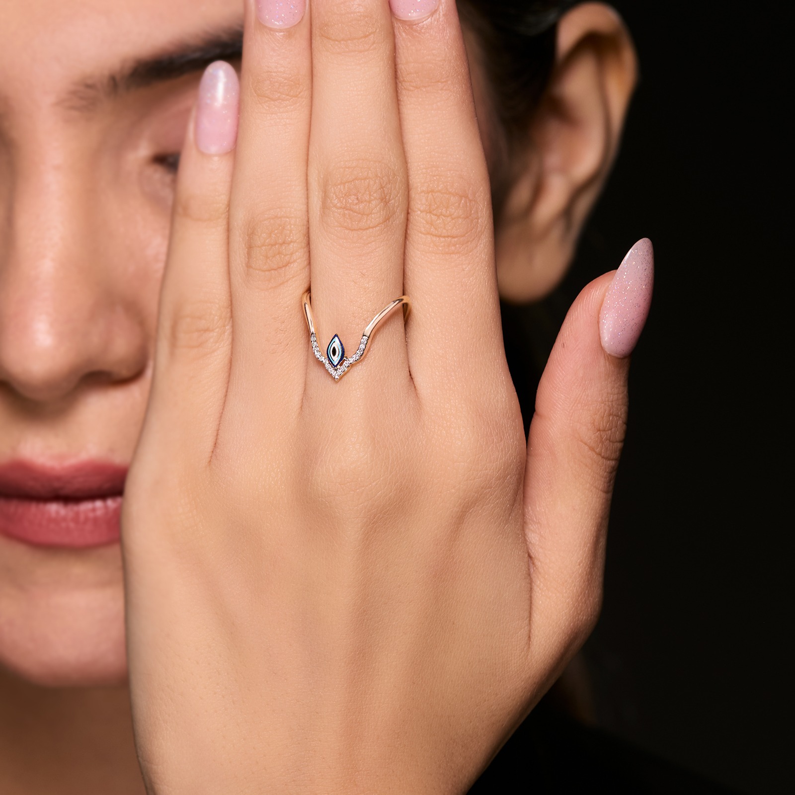 Aura Evil Eye Diamond Vanki Ring