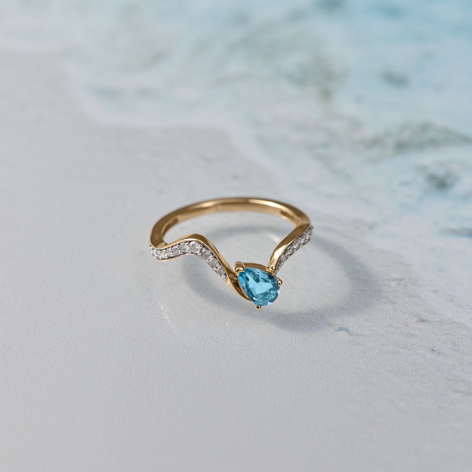Misted Waves Gemstone Ring