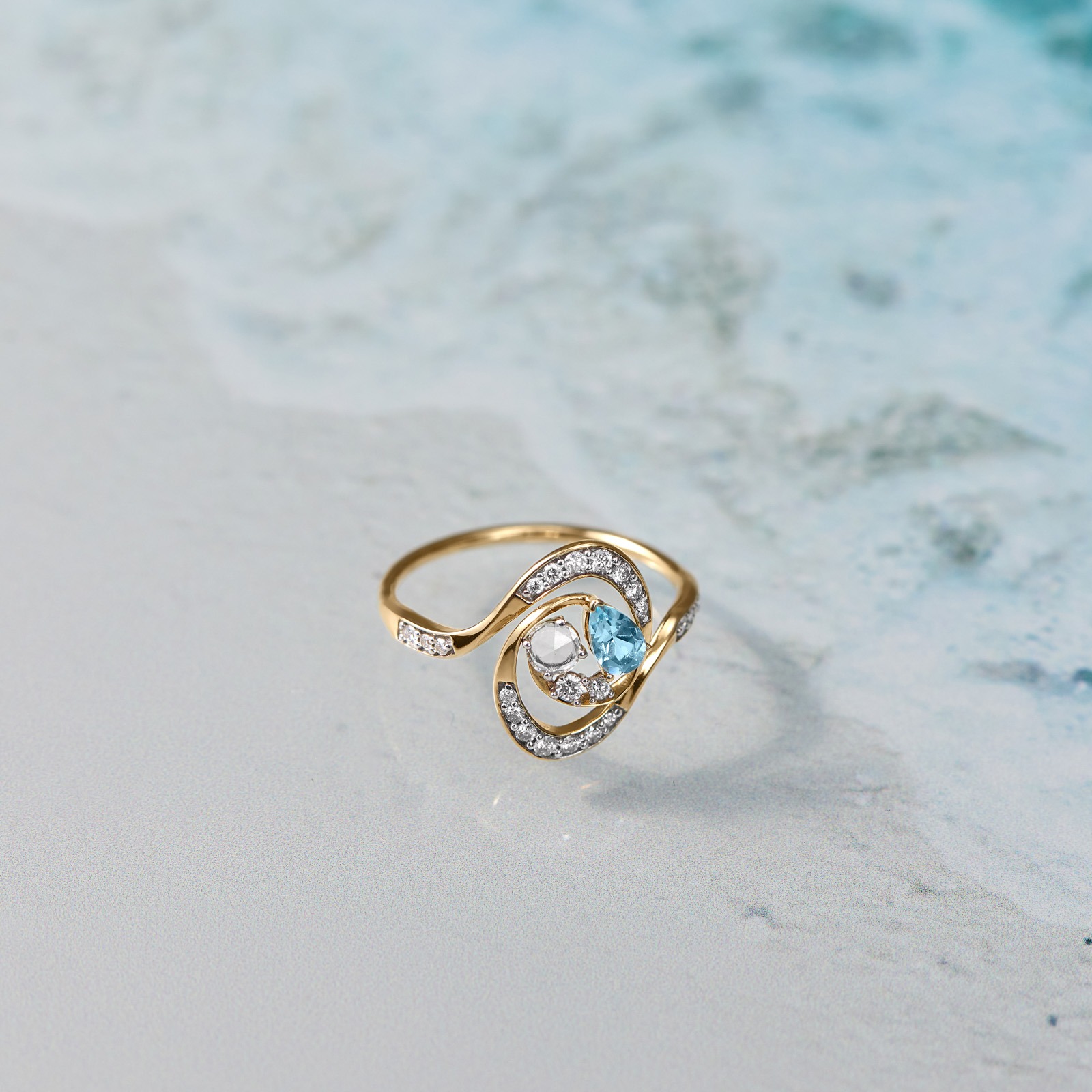 Azure Waves Gemstone Ring