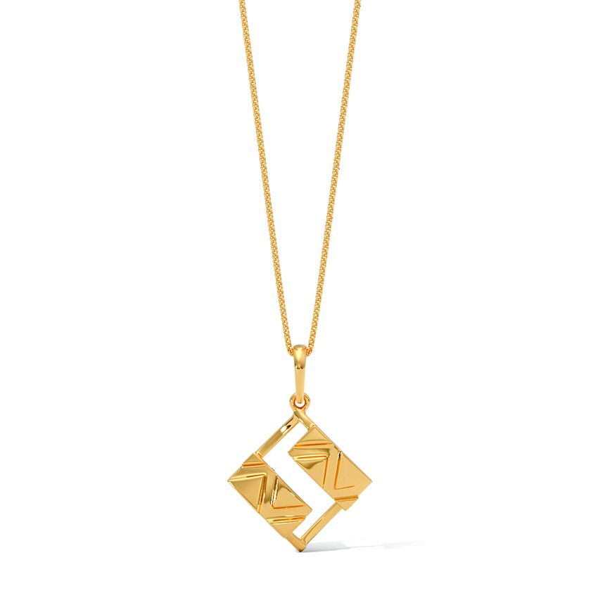 Square Cut 22KT Gold Pendant