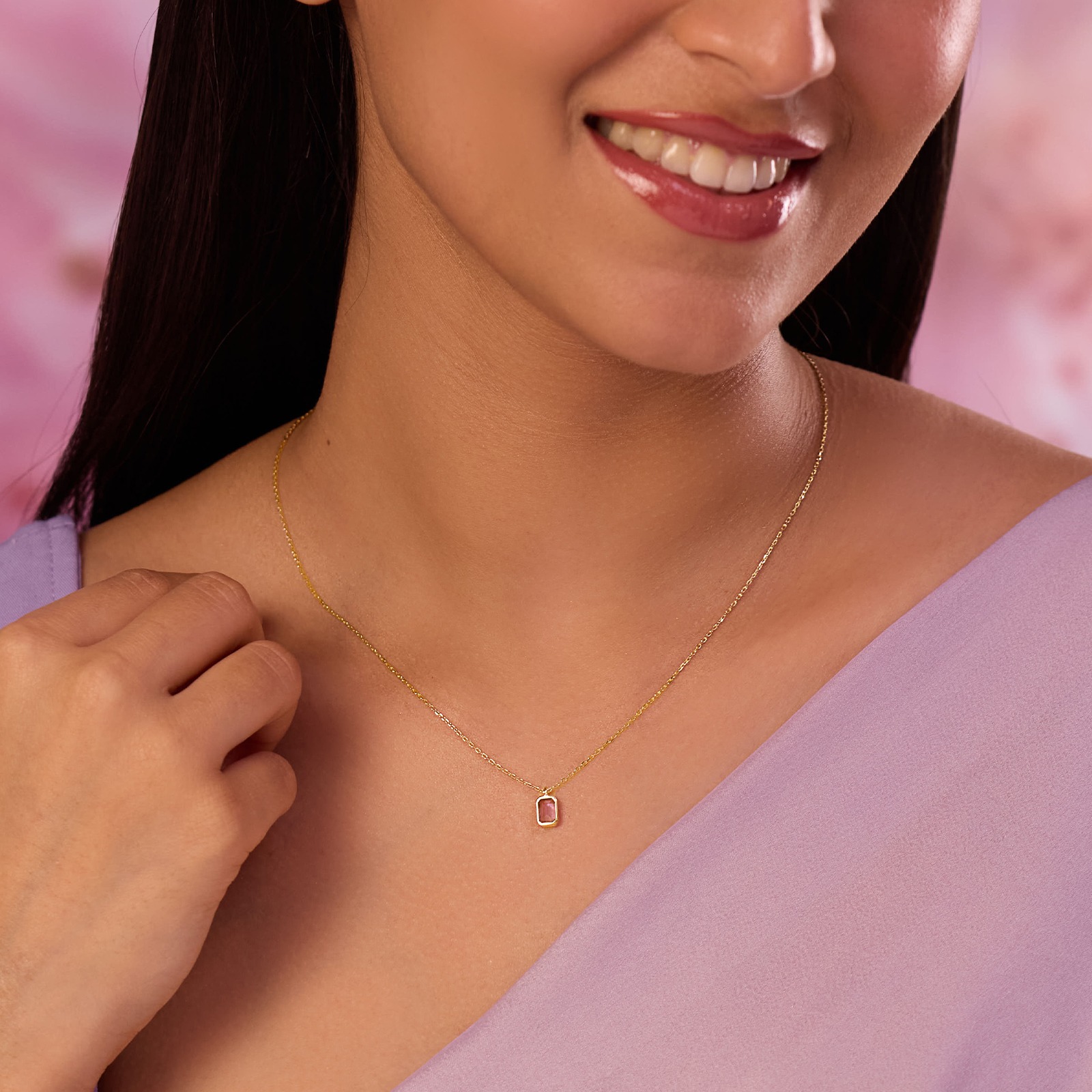 Amethyst Square Gemstone Necklace