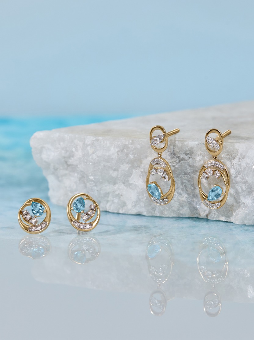 blue stone earrings gold