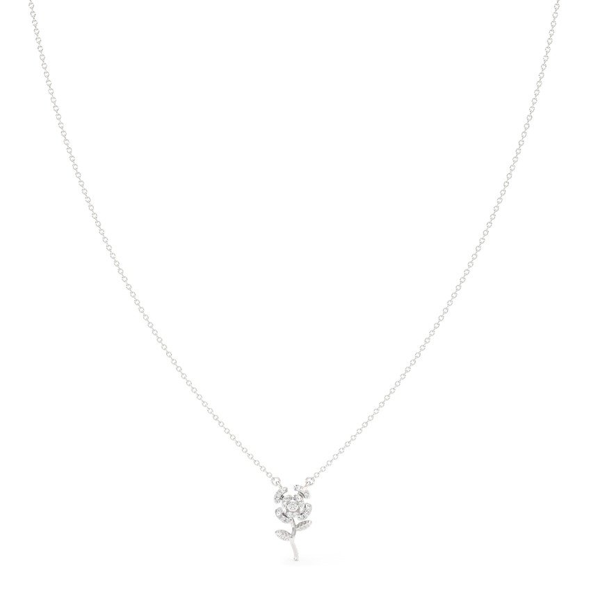 Bloomy 925 Silver Diamond Pendant Necklace