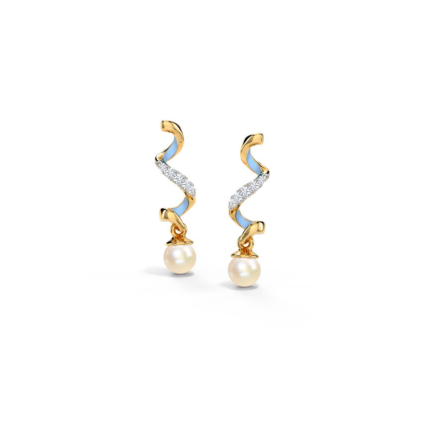 Azure Twirl Pearl Drop Earrings