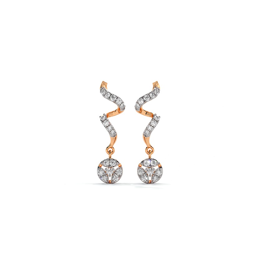 Circle Swirl Diamond Drop Earrings