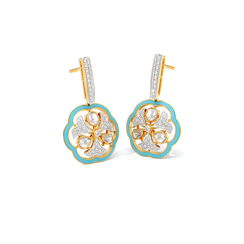 Polki Bloom Diamond Drop Earrings