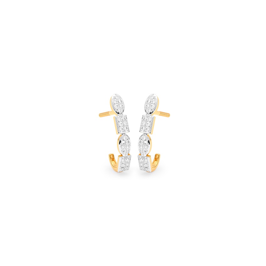 Sleek Trail Diamond Hoop Earrings