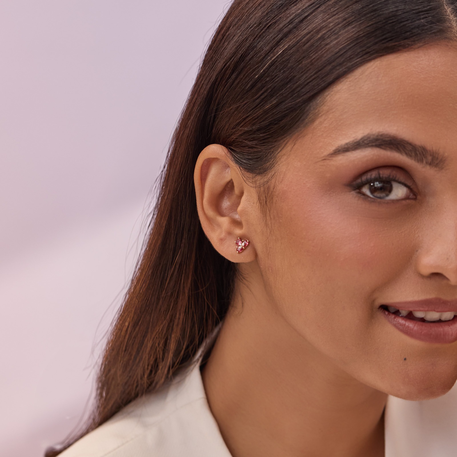 Pink Comet 9KT Gemstone Stud Earrings
