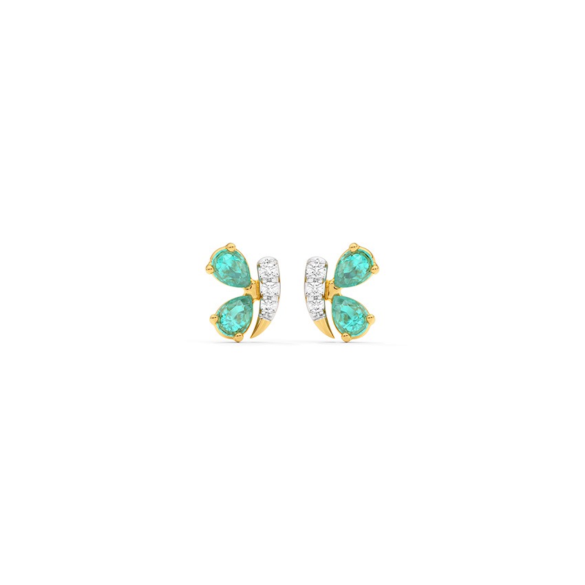 Green Butterfly 9KT Gemstone Stud Earrings