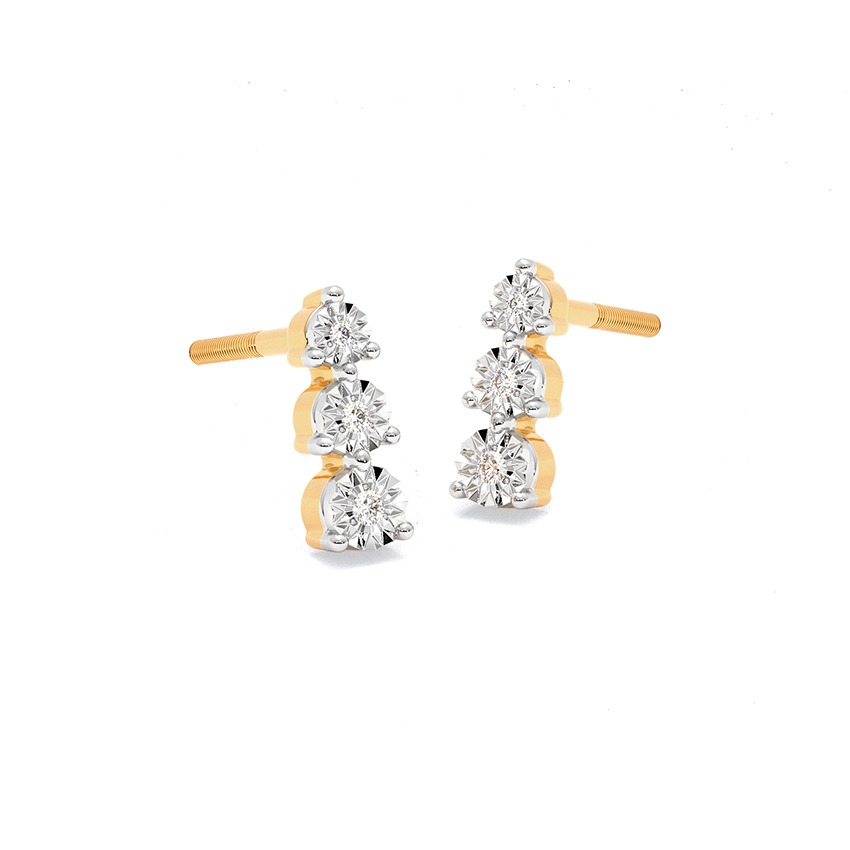 Trine Shine 9KT Diamond Stud Earrings