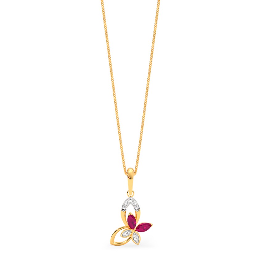 Dainty Butterfly 9KT Gemstone Pendant