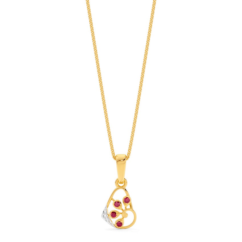 Red Gleam 9KT Gemstone Pendant