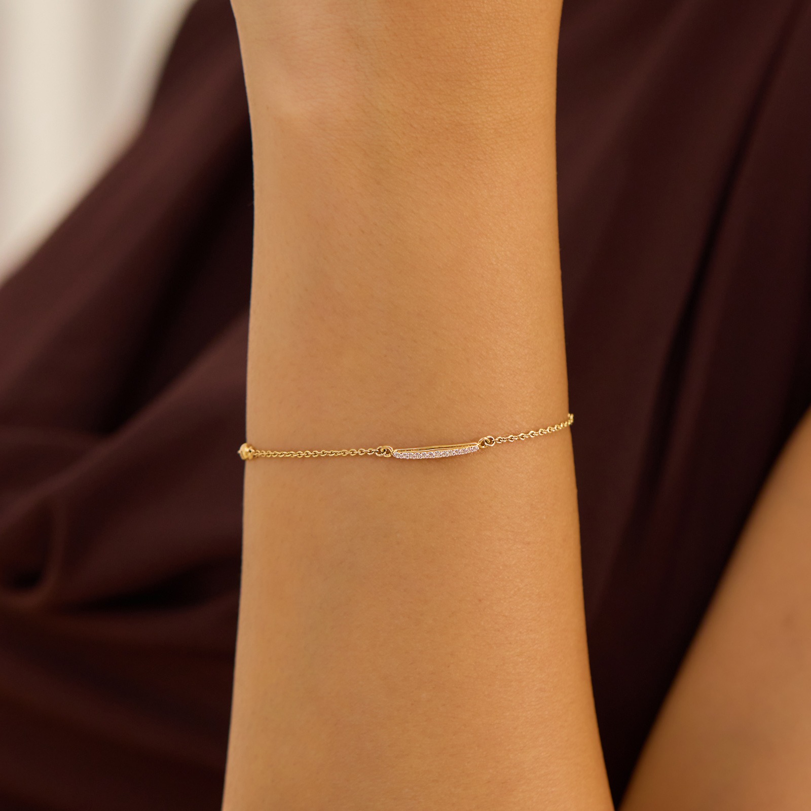 Fine Line 9KT Diamond Chain Bracelet