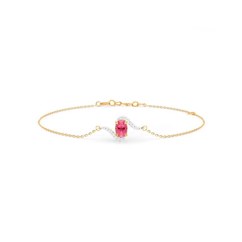 Red Elegance 9KT Gemstone Chain Bracelet