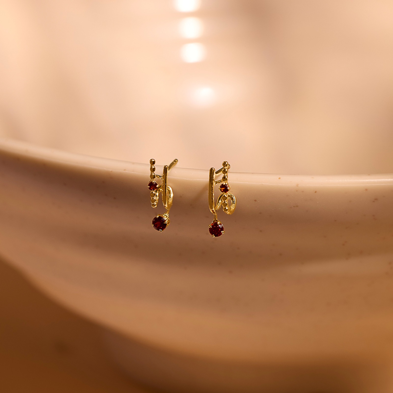 Beaded Shine 9KT Gemstone Hoop Earrings