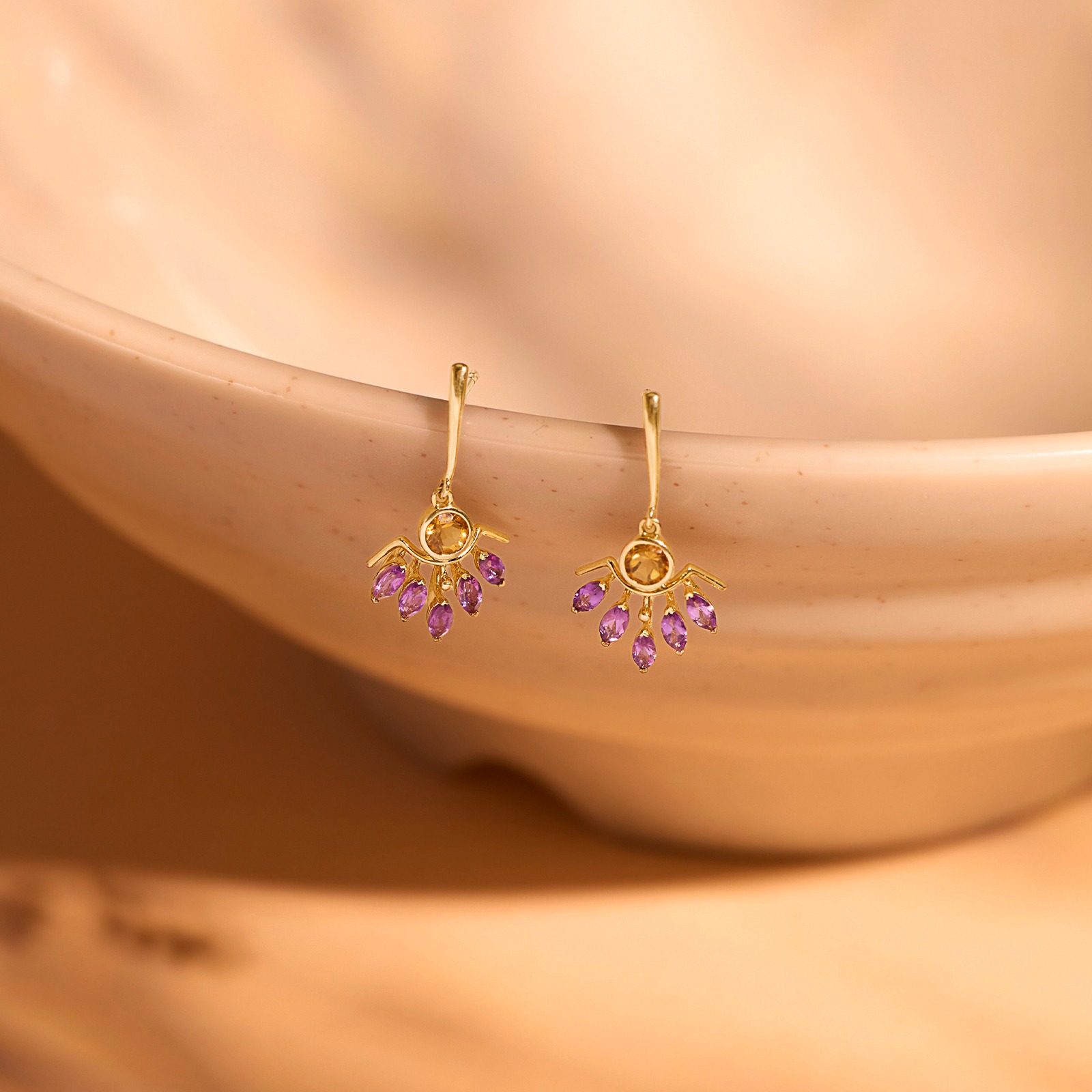 Contrast Bliss 9KT Gemstone Drop Earrings