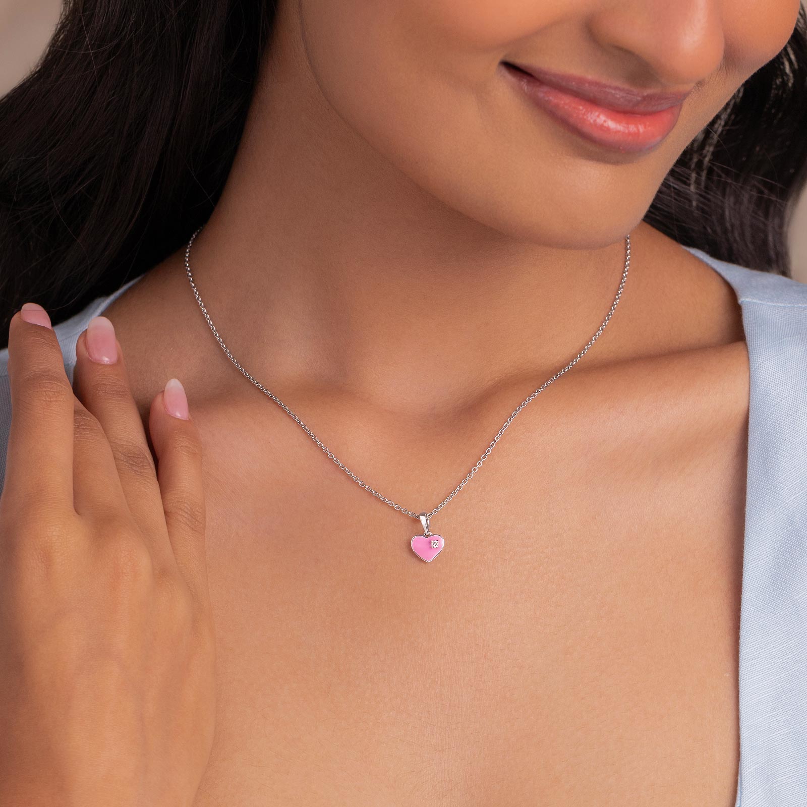 Purple Heart 925 Silver Diamond Necklace