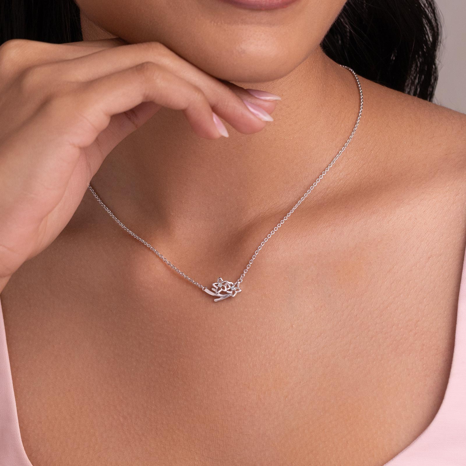 Flower Power 925 Silver Diamond Necklace