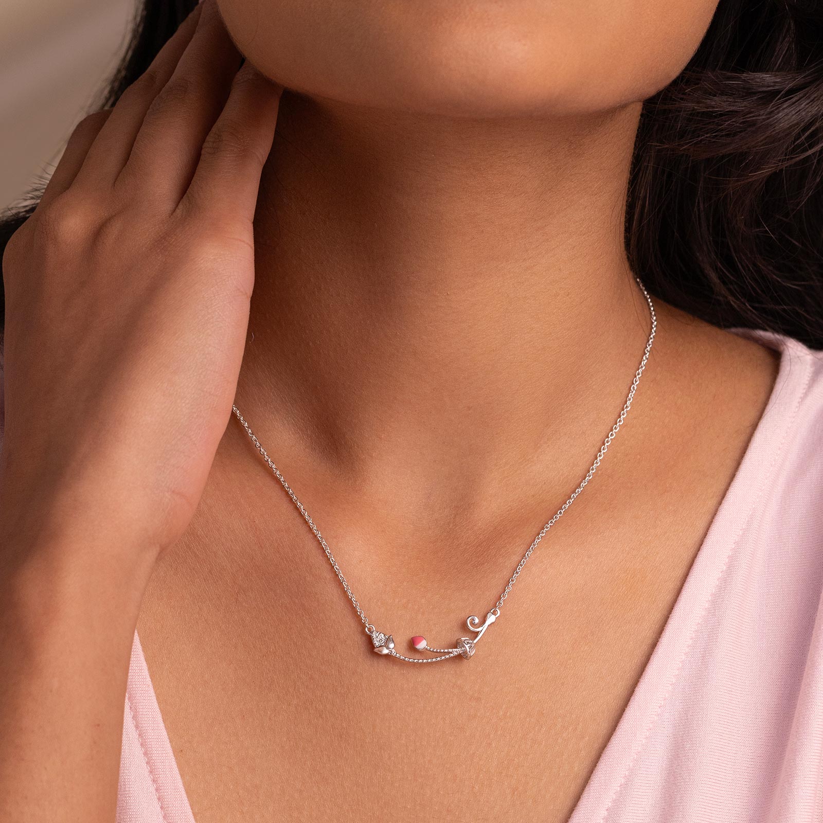 Lotus Grace 925 Silver Diamond Necklace