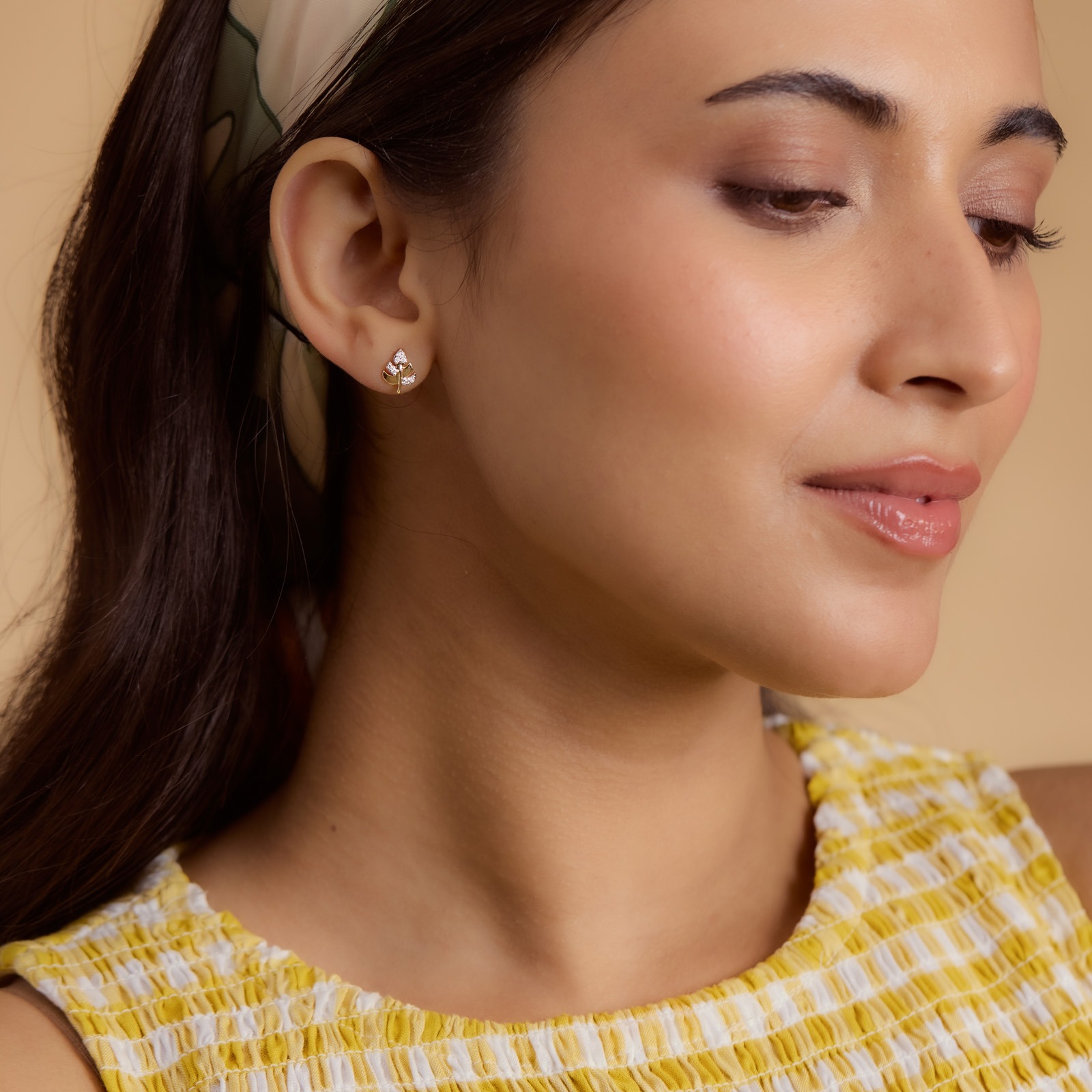 Autumn Leaf 9KT Diamond Stud Earrings