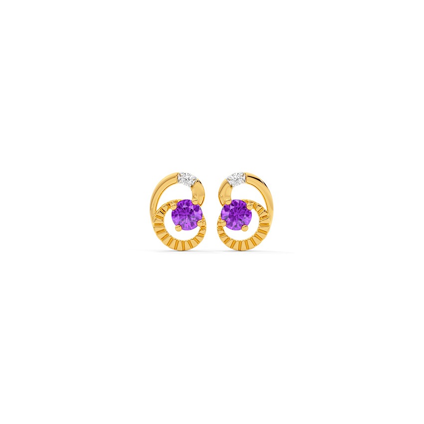 Purple Swirl 9KT Gemstone Stud Earrings