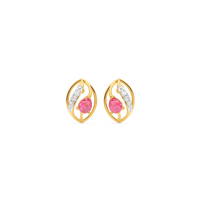 Pink Trace 9KT Gemstone Stud Earrings