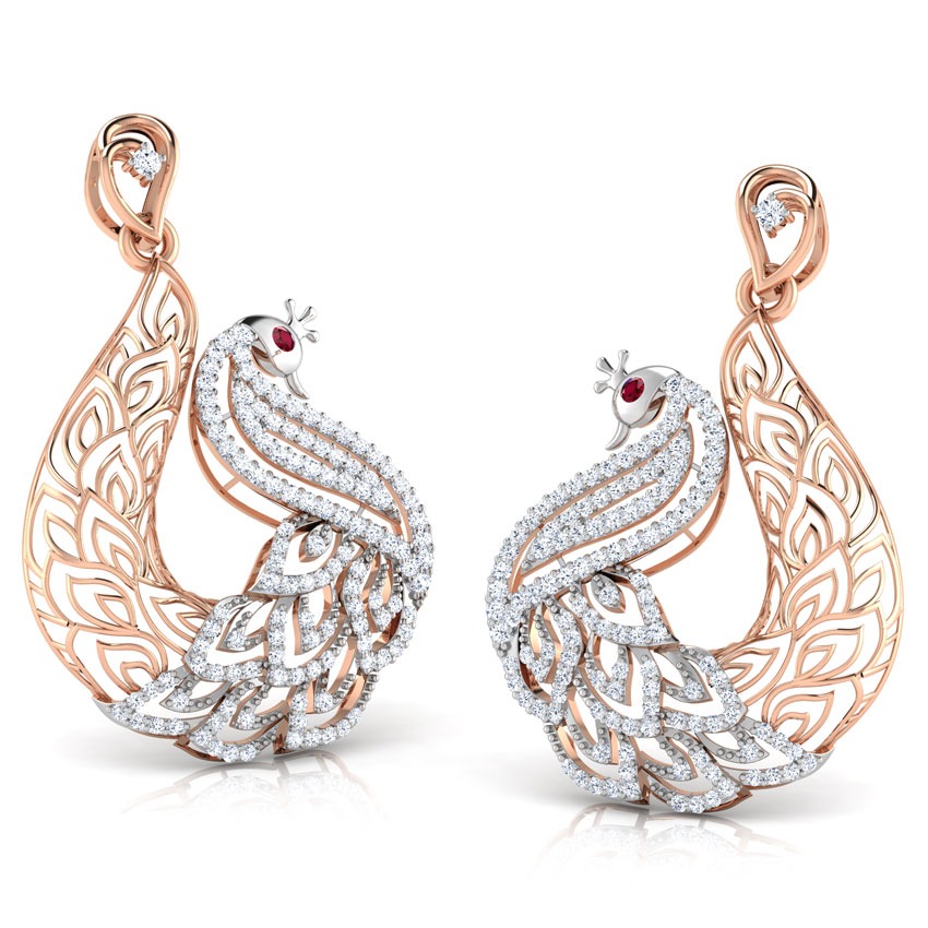 Peafowl Trellis Gemstone Drop Earrings