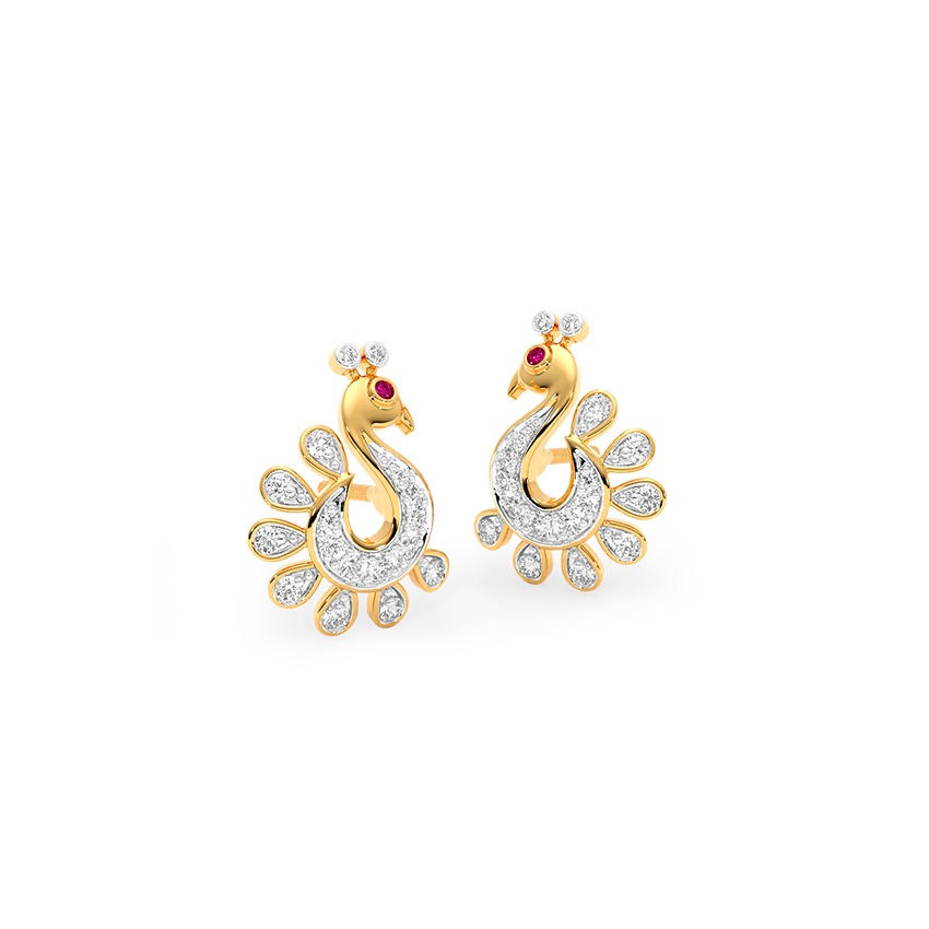 Crimson Plume Gemstone Stud Earrings