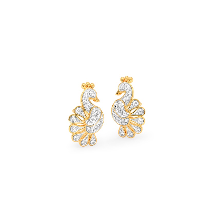 Imperial Peacock Diamond Stud Earrings