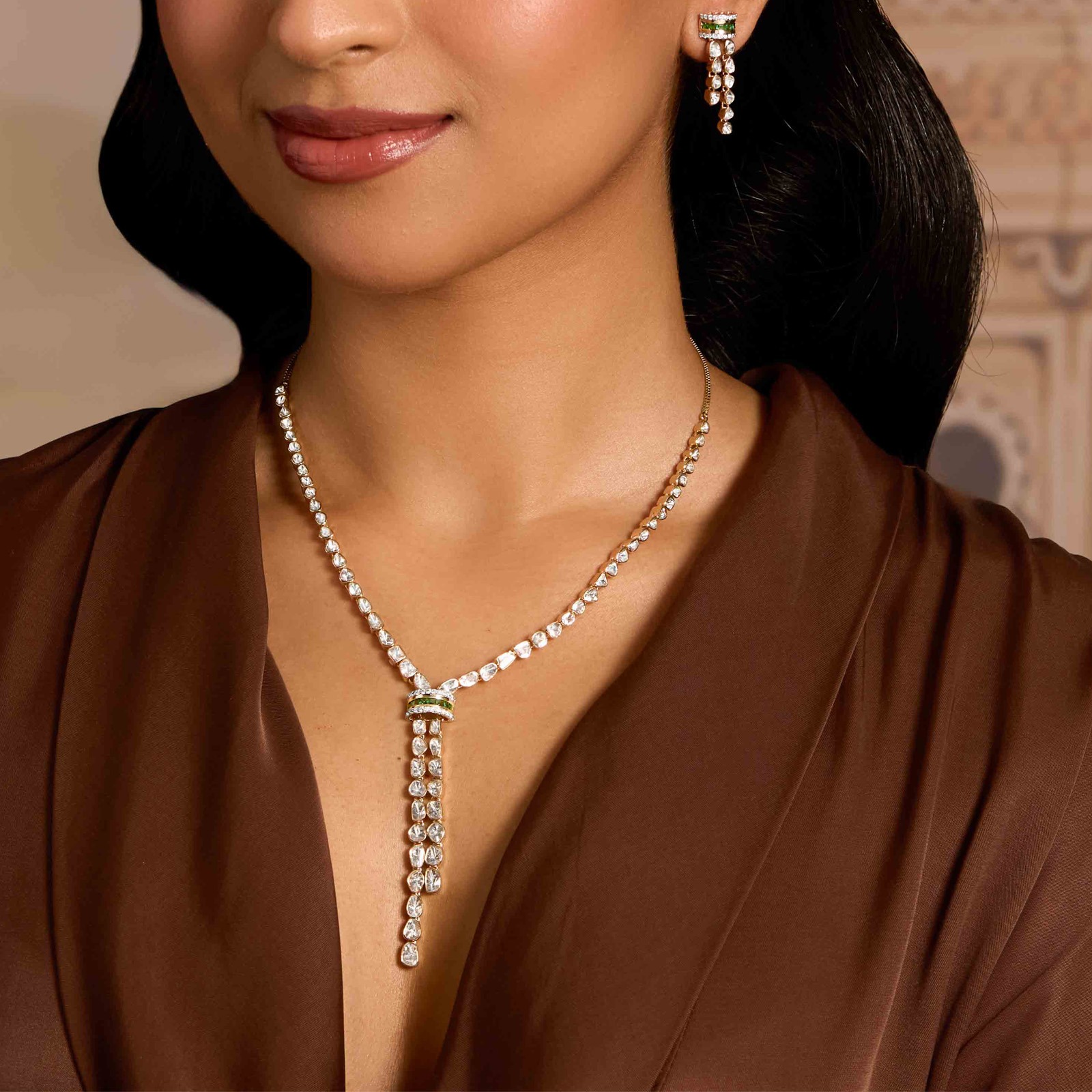 Green Polki Gemstone Necklace