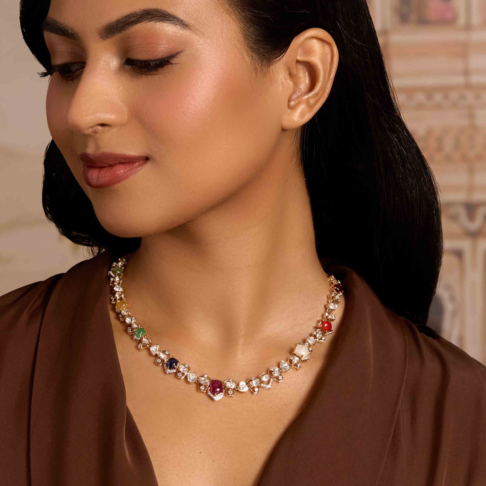 Polki Hues Gemstone Necklace