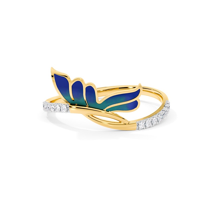 Tri Colour Butterfly Diamond Ring