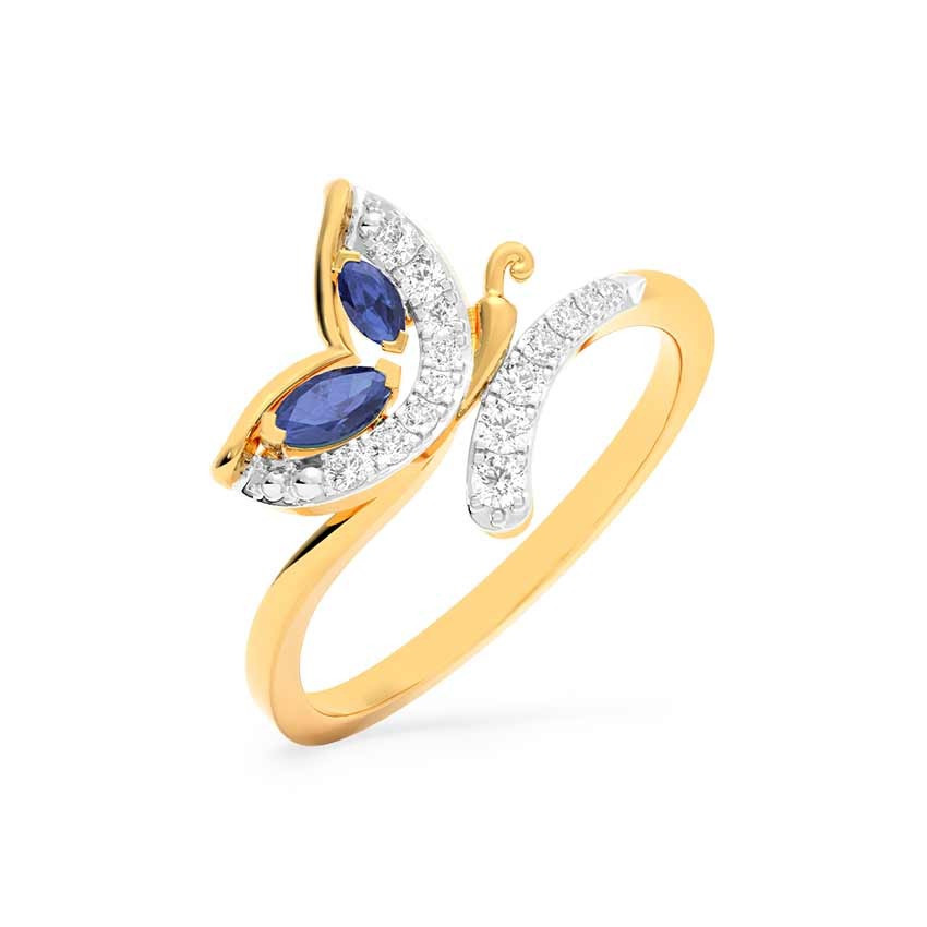 Blue Butterfly Gemstone Ring