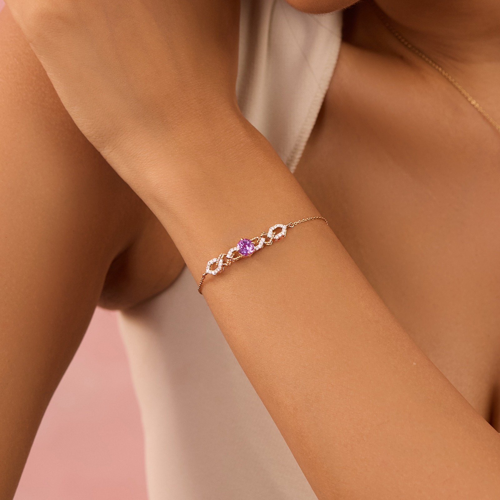 Purple Entwine Gemstone Bracelet