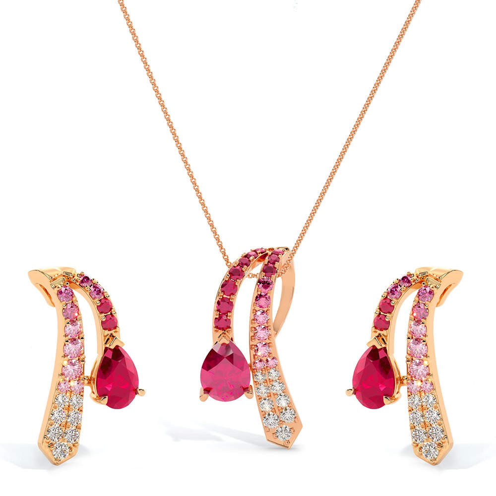 Blush Blaze Gemstone Pendant Set