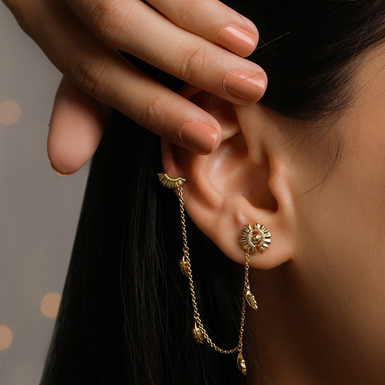 Ananya Gold Chain Ear Cuffs
