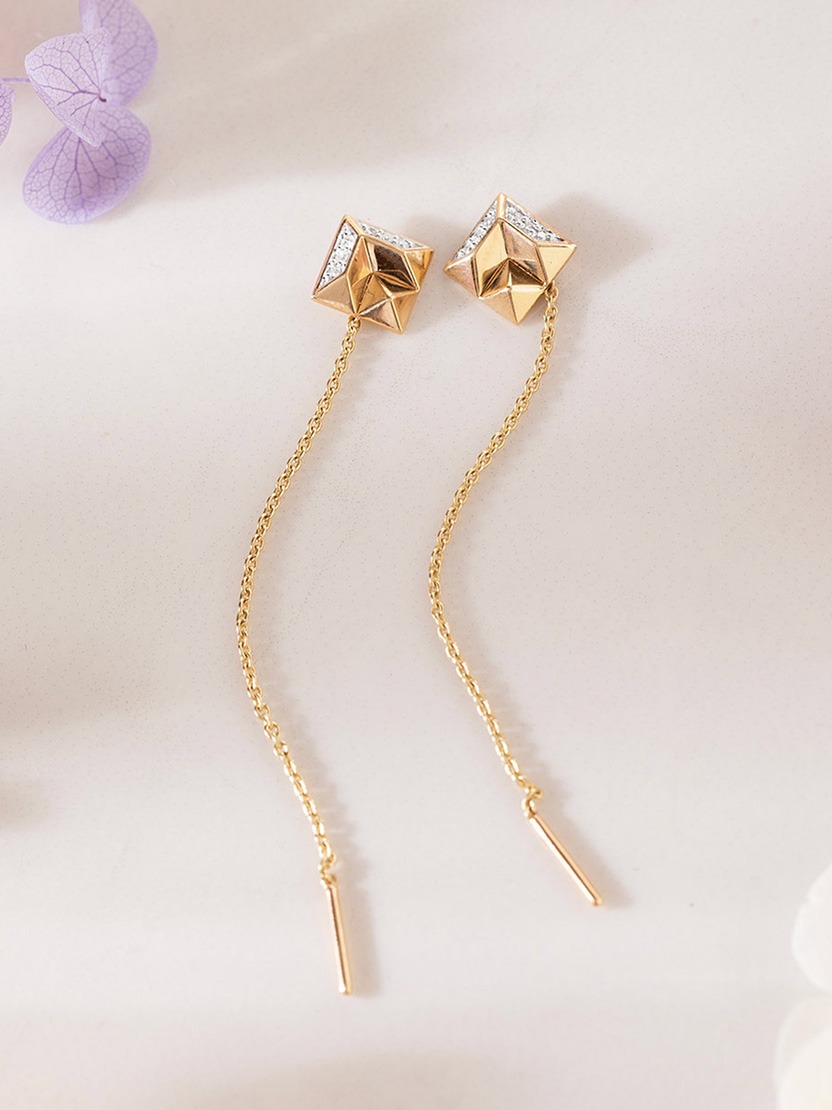 gold earrings chain design