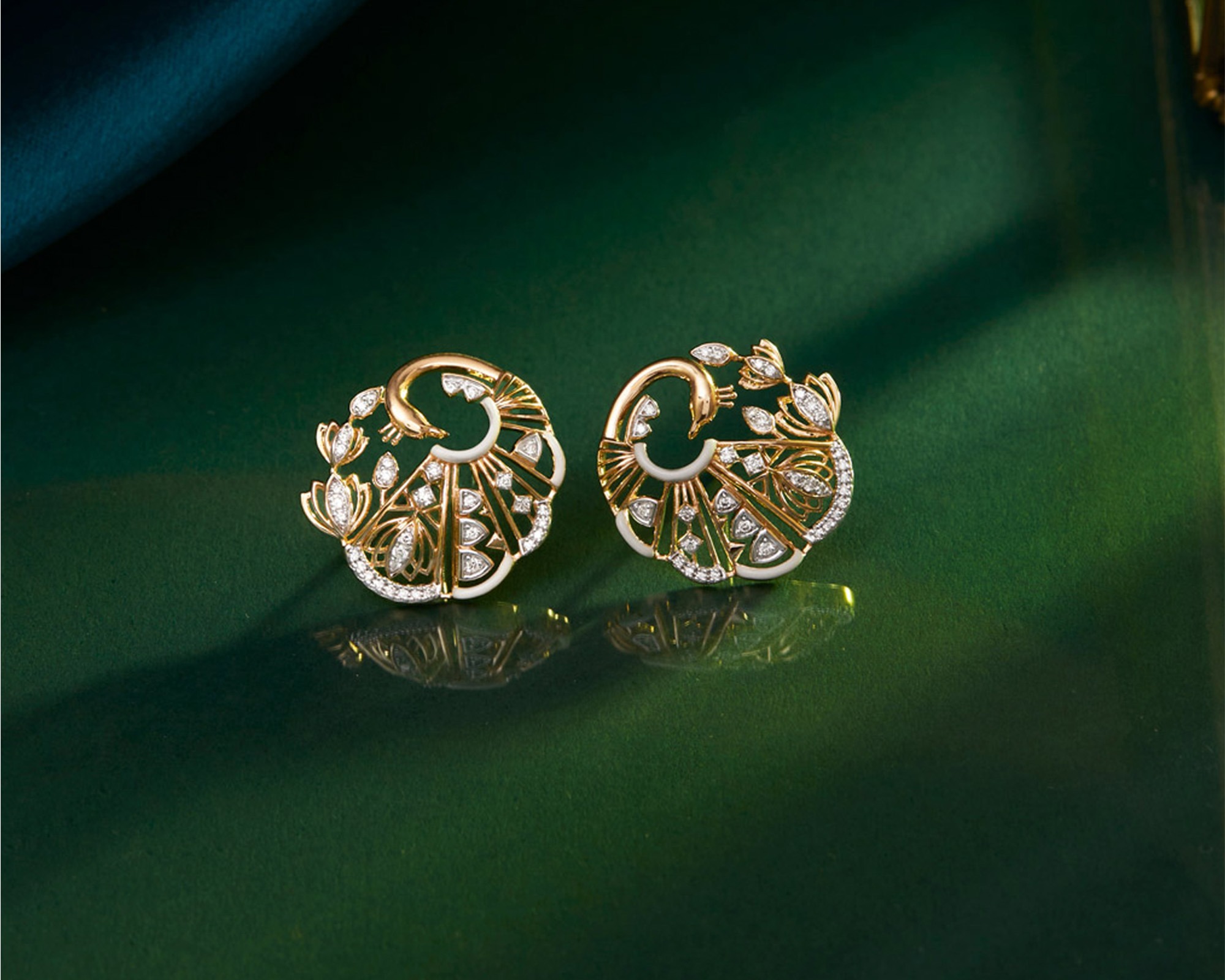 peacock gold earrings designs