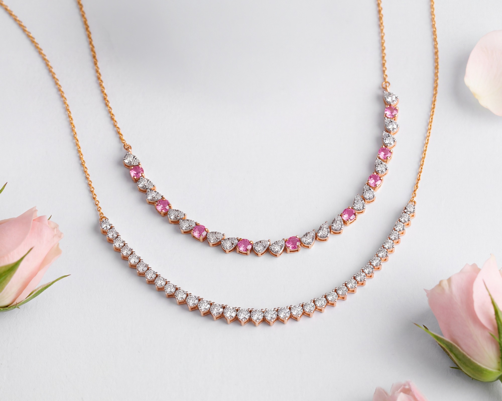 Caratlane mini tennis necklaces
