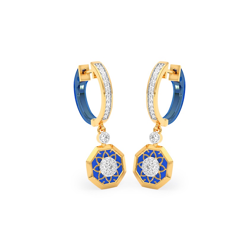 Azure Mandala Diamond Hoop Earrings