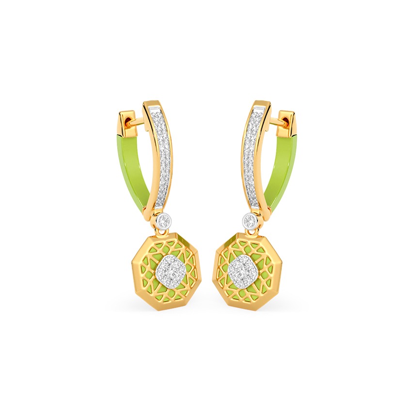 Green Zest Diamond Hoop Earrings