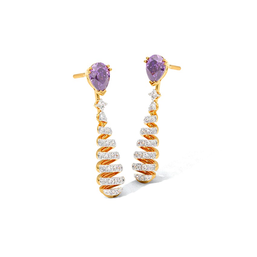 Purple Swirl Gemstone Drop Earrings