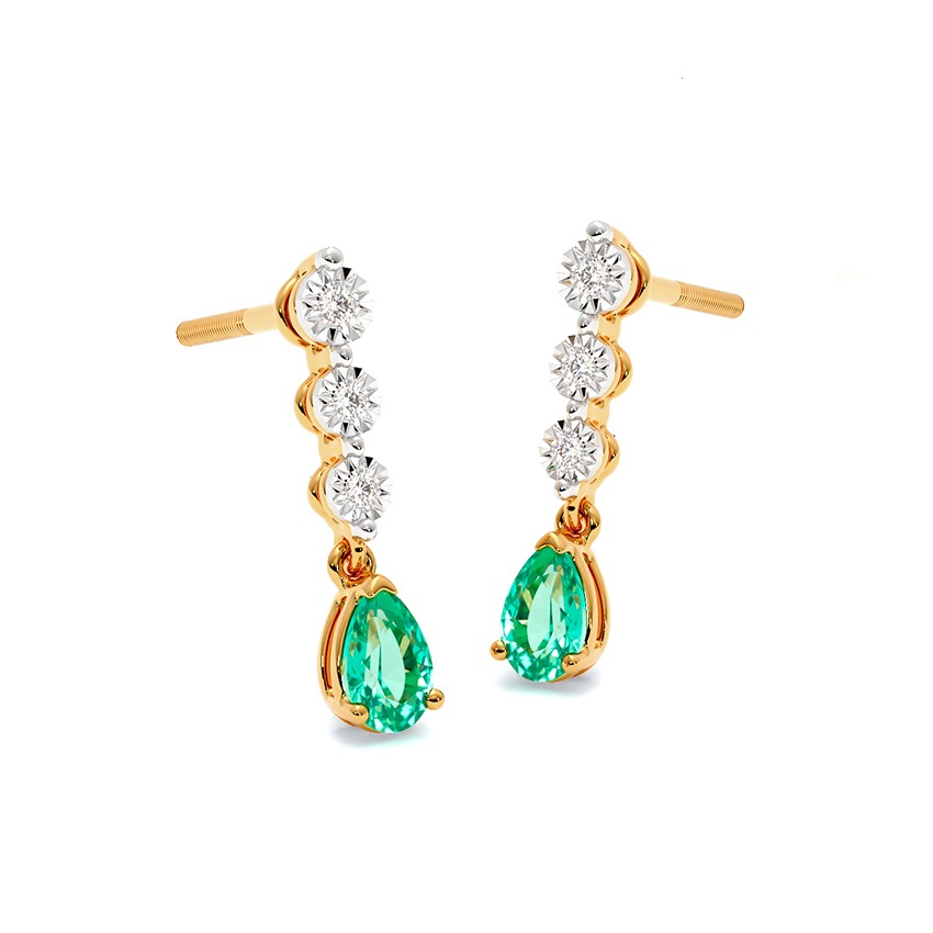 Pear Sage 9KT Gemstone Drop Earrings