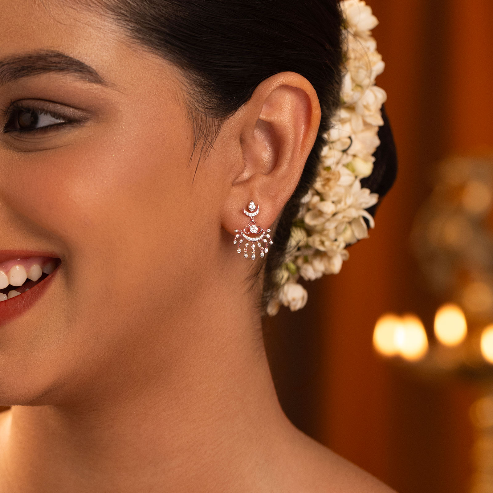 Crescent Radiance Diamond Drop Earrings