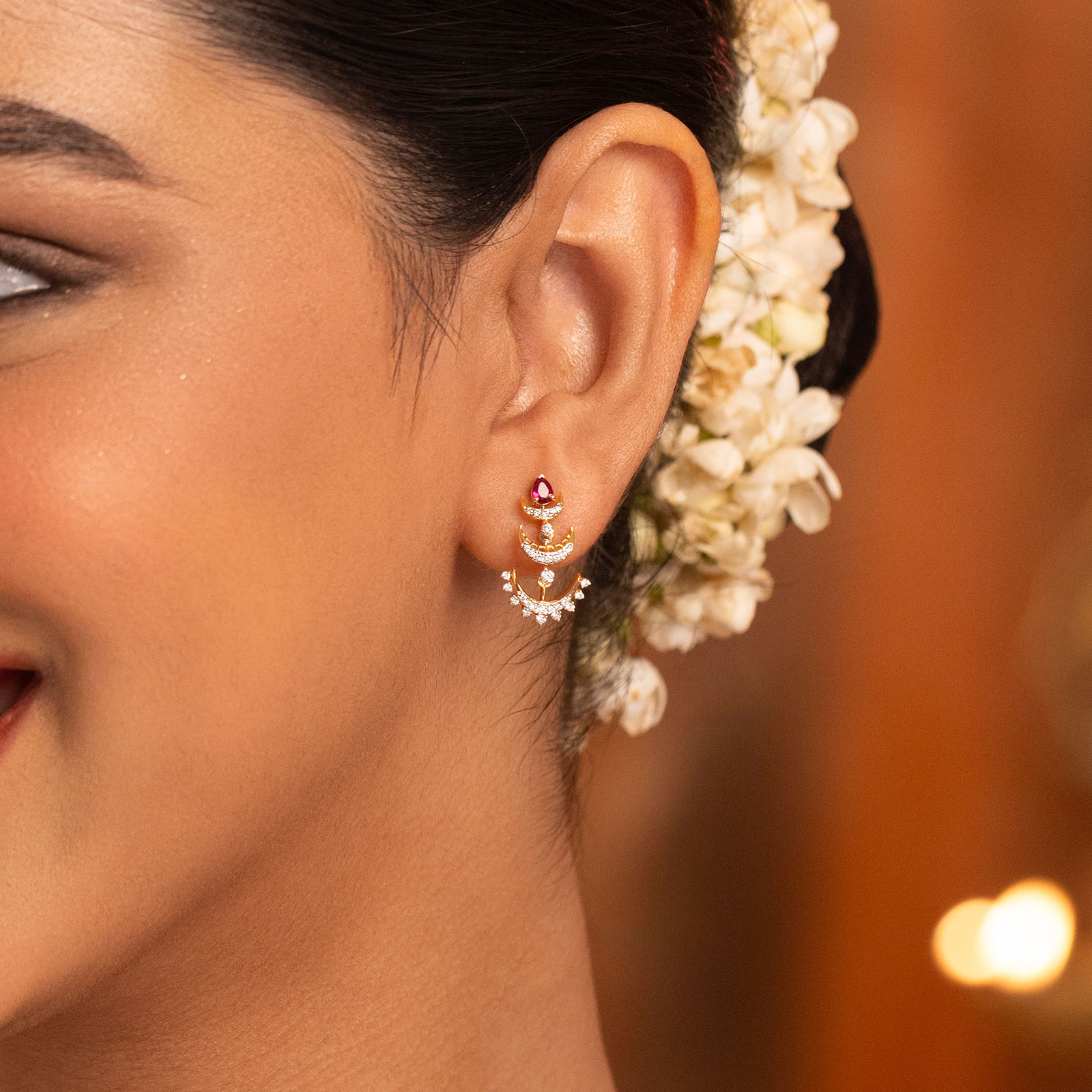 Crimson Chandra Gemstone Drop Earrings