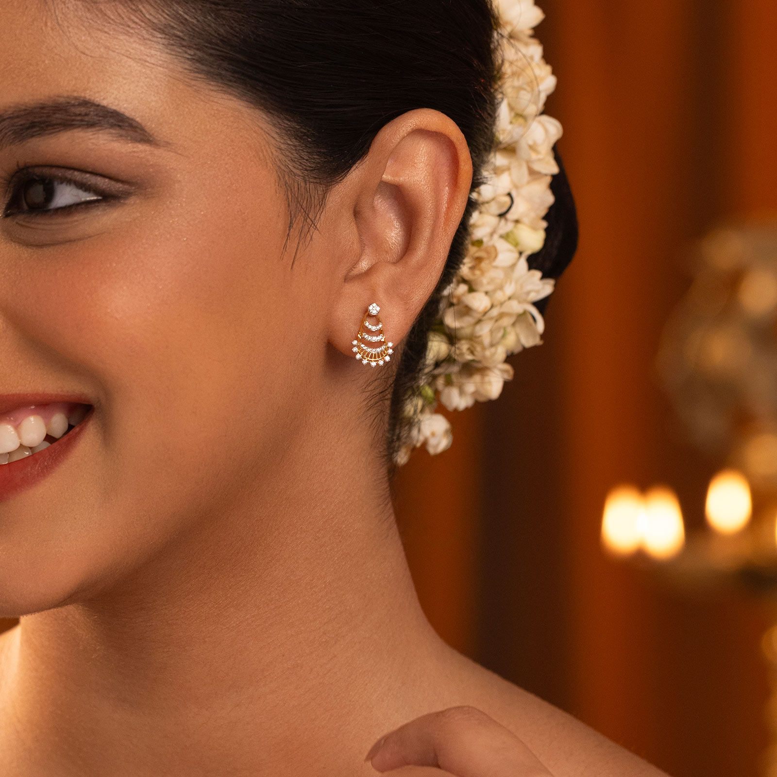 Crescent Reverie Diamond Drop Earrings